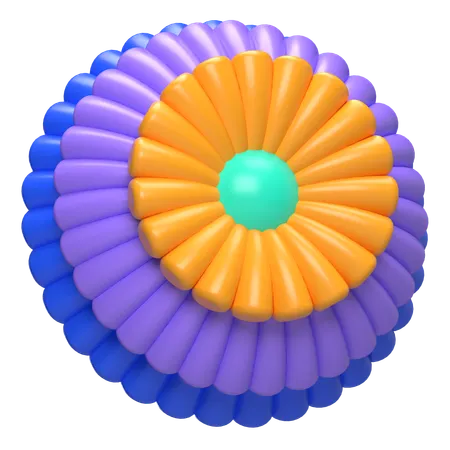 Abstract Flower Solar Bloom Ring  3D Icon