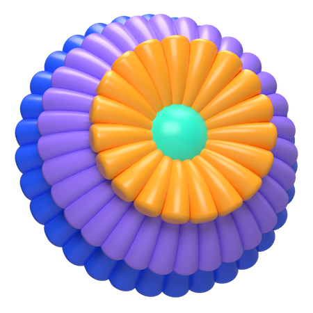 Abstract Flower Solar Bloom Ring  3D Icon