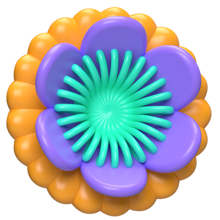 Abstract Flower Tropical Duo Petal  3D Icon