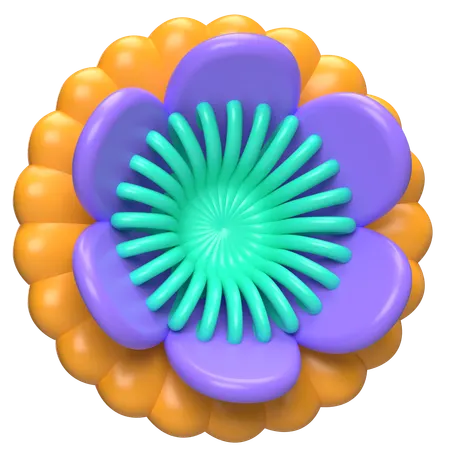 Abstract Flower Tropical Duo Petal  3D Icon