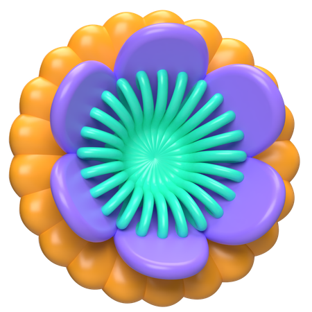 Abstract Flower Tropical Duo Petal  3D Icon