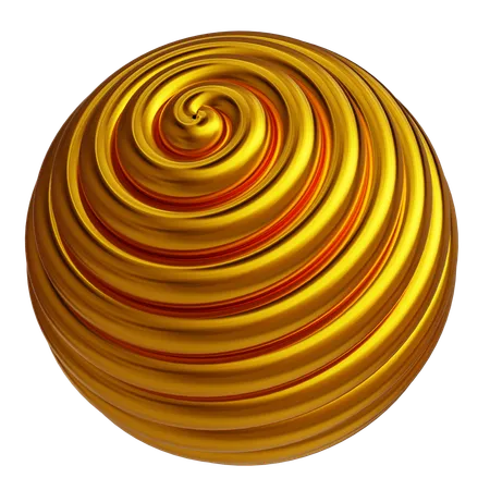 Abstract Gold Round Spiral  3D Icon