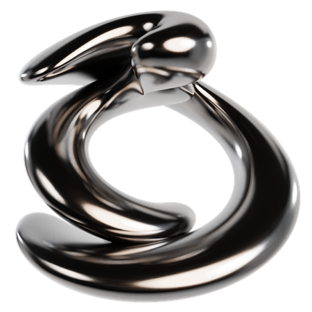 Abstract Metallic Liquid  3D Icon