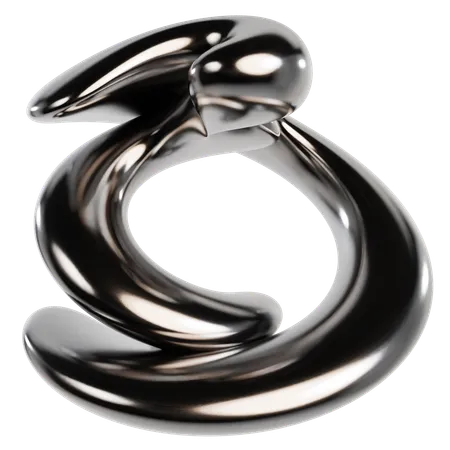 Abstract Metallic Liquid  3D Icon