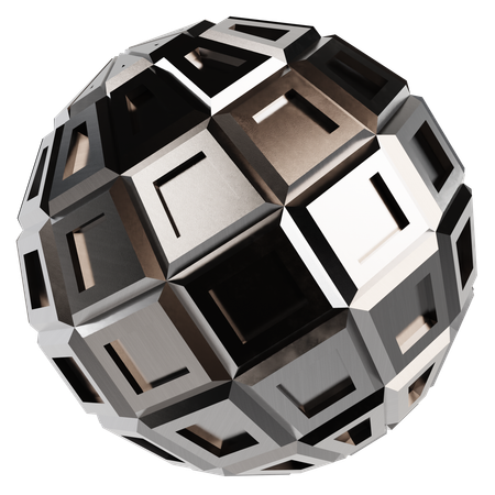 Abstract Metallic Sphere  3D Icon