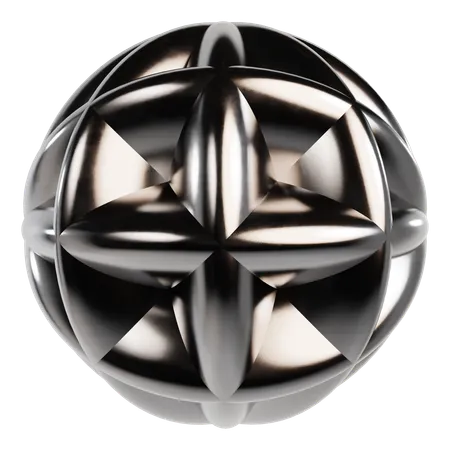 Abstract Metallic Sphere  3D Icon