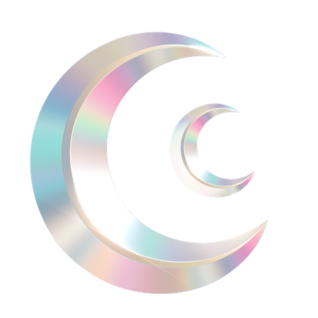 Abstract Moon Holographic  3D Icon