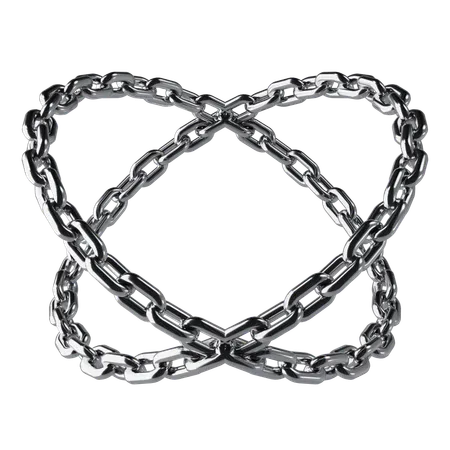 Abstract Shape Of Chrome Chain  3D Icon