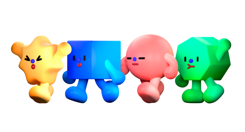 Abstract Shapes Going For Walk  3D Icon