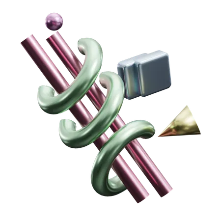 Abstract Stick and Half Thorus  3D Icon