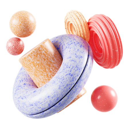 Donuts e círculos abstratos  3D Icon