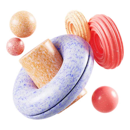 Donuts e círculos abstratos  3D Icon