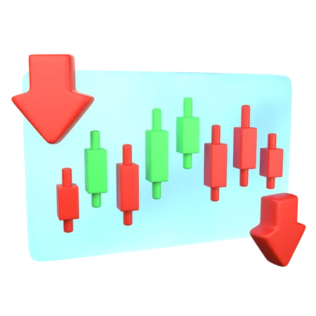 Abwärtsdiagramm  3D Icon