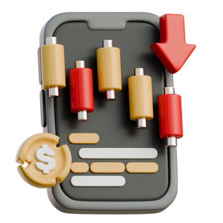 Aktienchart mit Abwärtstrend  3D Icon