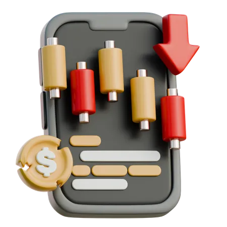 Aktienchart mit Abwärtstrend  3D Icon