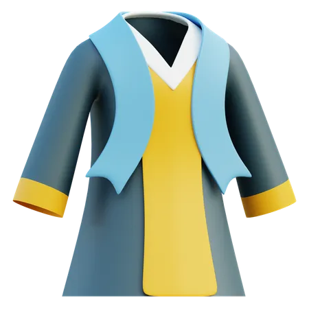 A 3 D Illustration Of An Academic Gown And Sash In Blue And Yellow Representing Graduation Attire And Academic Success 3D Icon