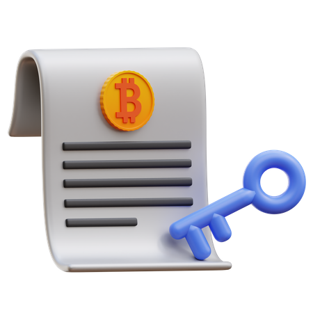 Accord de clé Bitcoin  3D Illustration