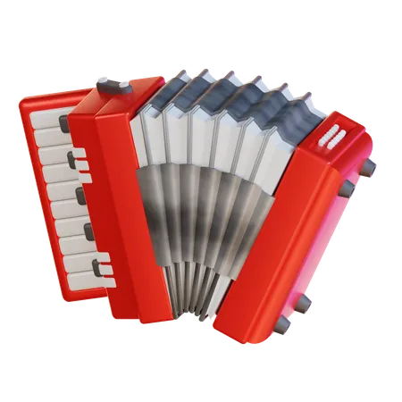 A Red Accordion With White Keys Is A Vibrant And Whimsical Musical Instrument Illustration That Can Be Used For Music Related Designs Concert Posters Or Any Project That Requires A Touch Of Retro Charm 3D Icon