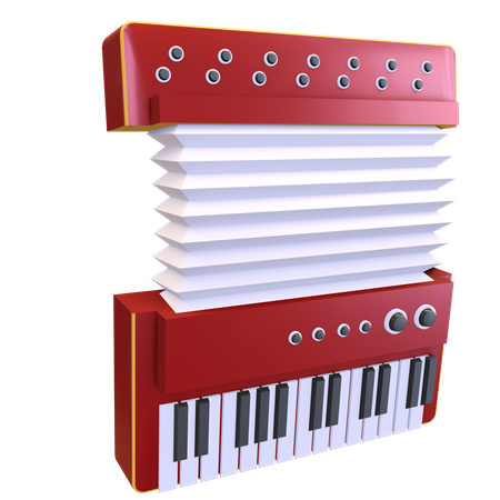 Accordion piano icon  3D Illustration