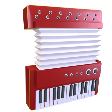 Accordion piano icon 3D Illustration