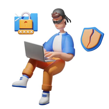 Account Hacking  3D Illustration