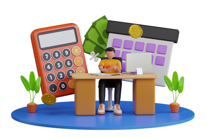 Accountant business man employee at work  3D Illustration