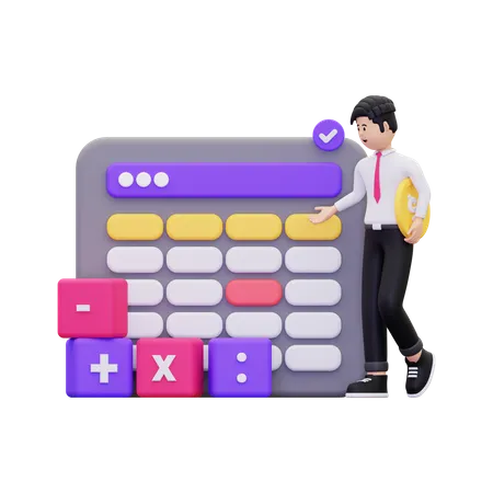 Accountant Doing Budget Calculation  3D Illustration