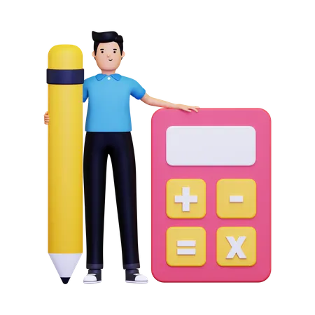 Accountant doing calculation  3D Illustration