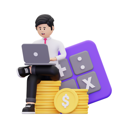 Accountant Doing Financial Calculation  3D Icon