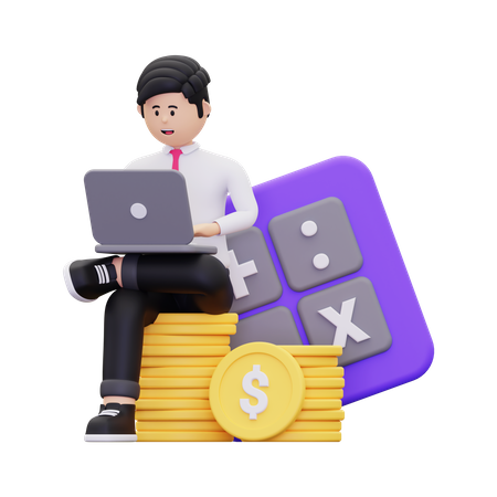 Accountant Doing Financial Calculation  3D Illustration