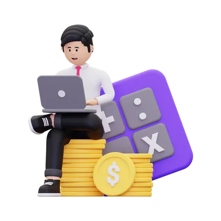 3 D Accountant Doing Financial Calculation Illustration 3D Illustration