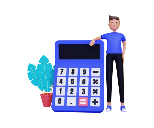 Accountant holding calculator  3D Illustration