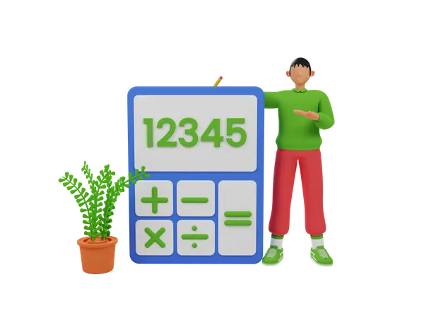 Accountant man showing calculator  3D Illustration