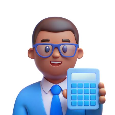 Accountant with Calculator  3D Illustration