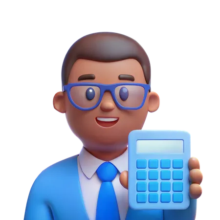 Accountant with Calculator  3D Illustration