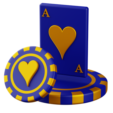 Ace Card Heart with Chip  3D Icon