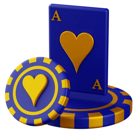 Ace Card Heart with Chip  3D Icon