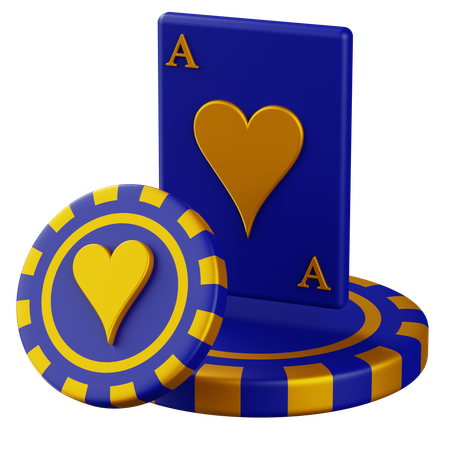 Ace Card Heart with Chip  3D Icon