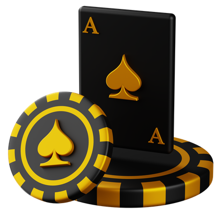 Ace Card Spade with Chip  3D Icon