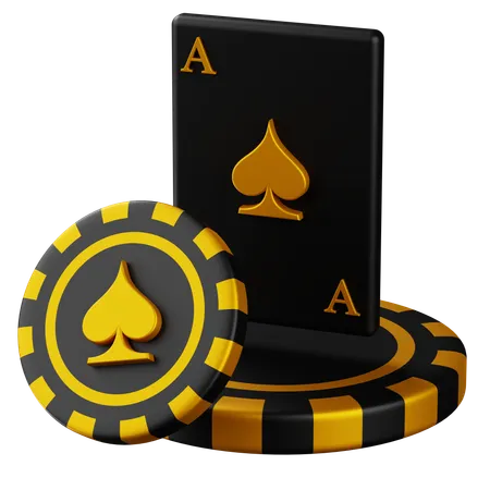 Ace Card Spade with Chip  3D Icon