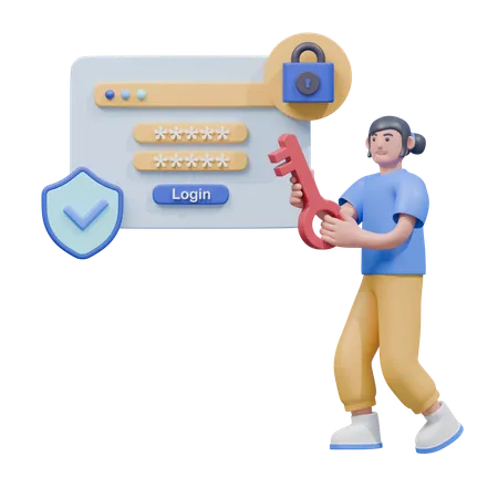 Acesso de login seguro  3D Illustration