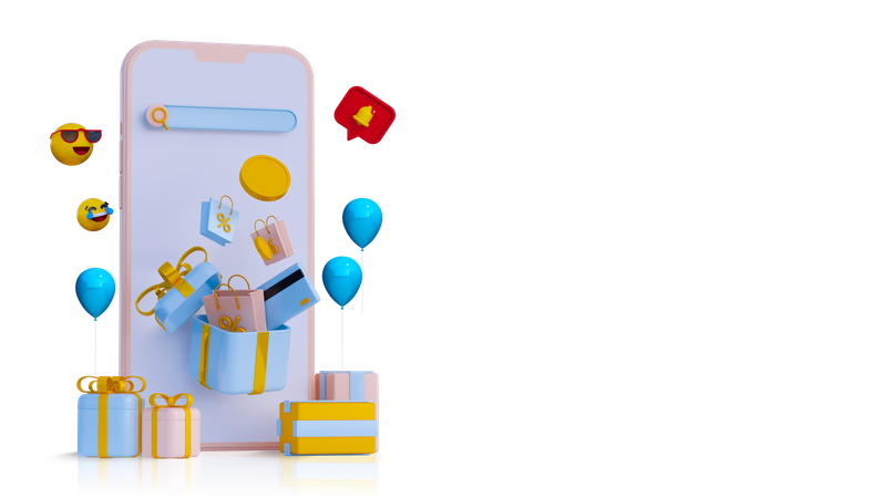 Achats de cadeaux en ligne  3D Icon