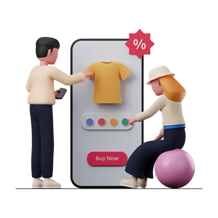 Achats de vêtements en ligne  3D Illustration