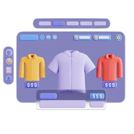 Achats de vêtements en ligne  3D Icon