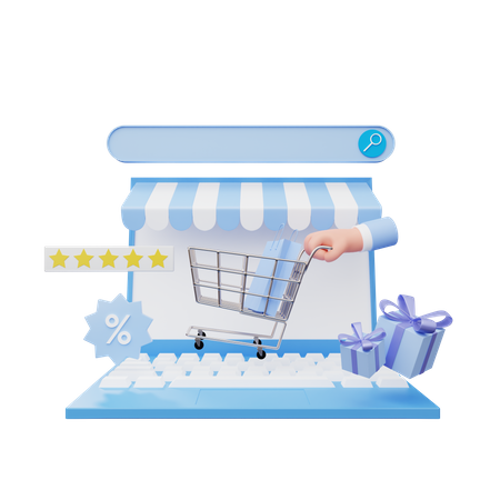 Shopping en ligne  3D Illustration