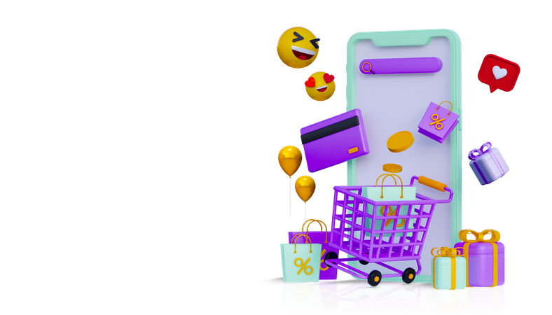 Shopping en ligne  3D Illustration