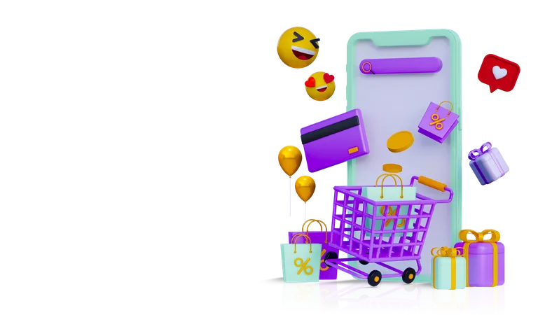 Shopping en ligne  3D Illustration