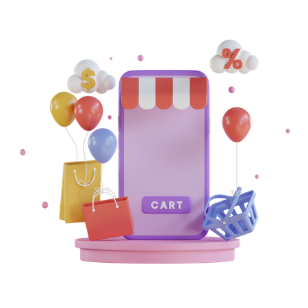 Shopping en ligne  3D Illustration