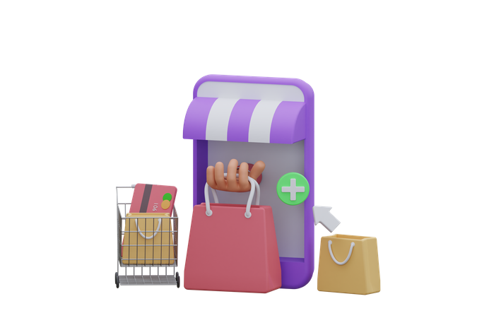 Shopping en ligne  3D Icon