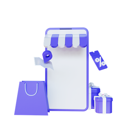 Shopping en ligne  3D Illustration